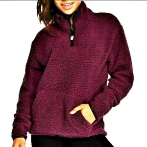 09 Victorias Secret Pink Sherpa Half zip pullover jacket